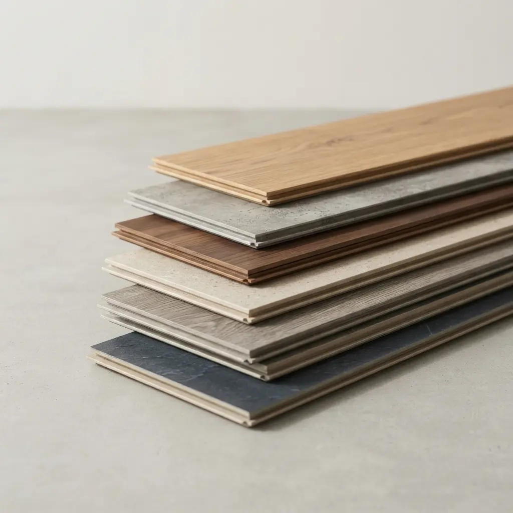 Designbelag-Planken in Holz- und Steinoptik